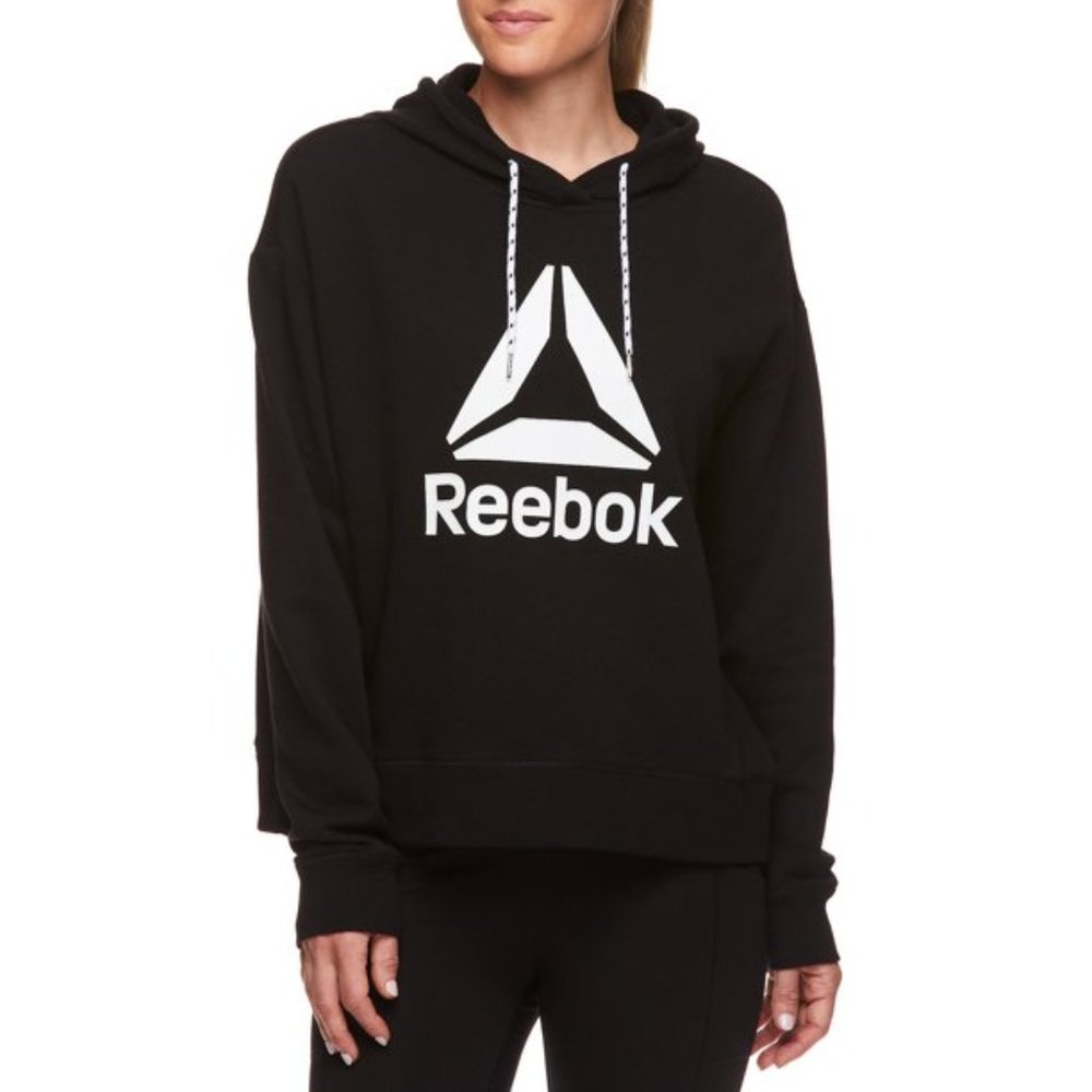 Reebok Womens Graphic Long Sleeve Cropped Hoodie